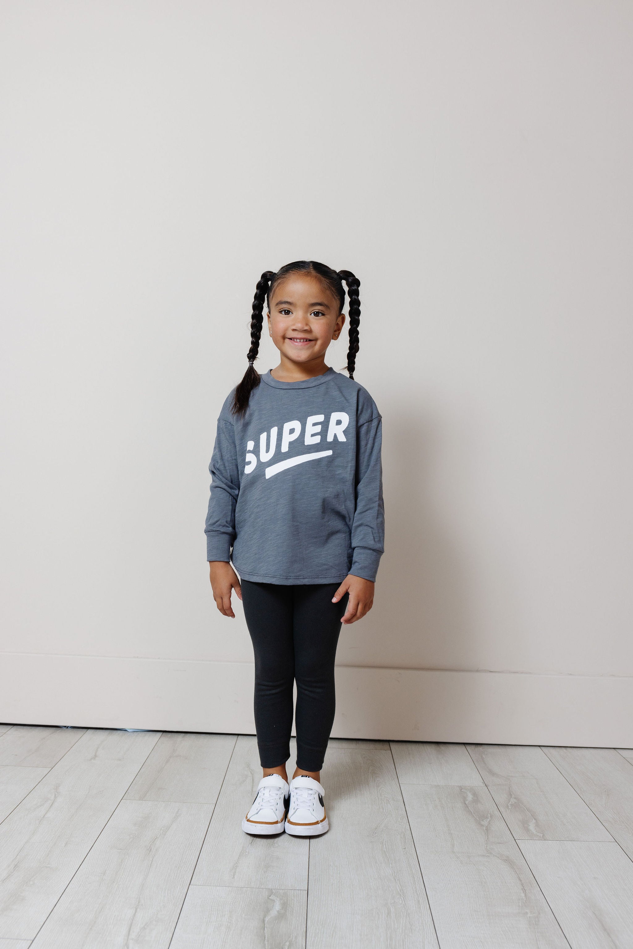 boxy long sleeve tee - super on slate