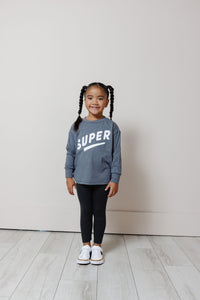 boxy long sleeve tee - super on slate
