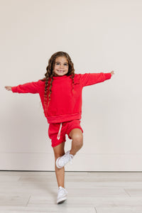 boy short sweatset - pomegranate