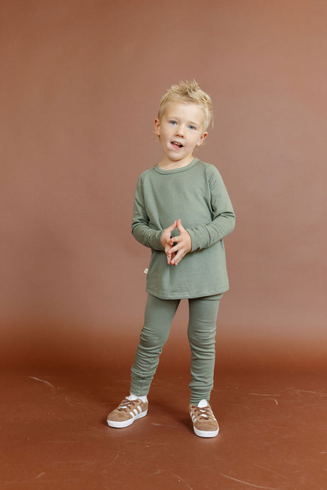 rib knit pant - dark sage