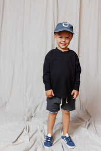 boxy long sleeve tee - black