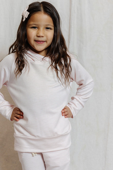 hoodie set - pink stripe