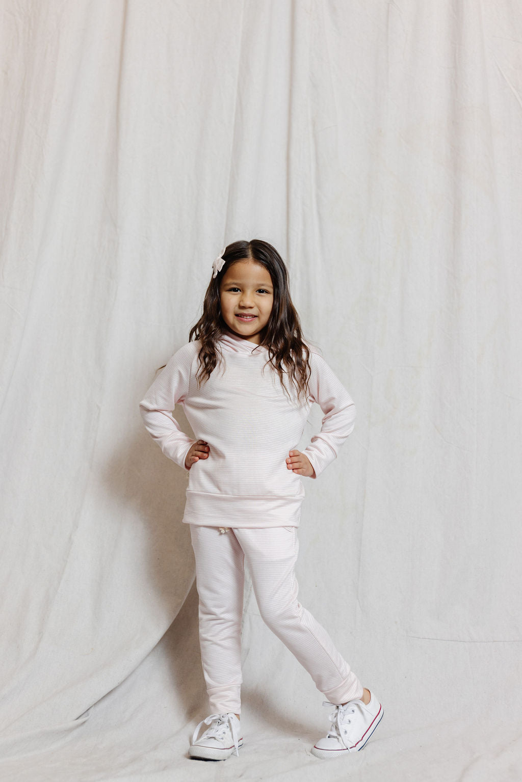 hoodie set - pink stripe