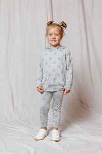 rib knit hoodie set - all over smile