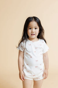 rib knit tee - classic bows - natural