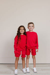 boy short sweatset - pomegranate