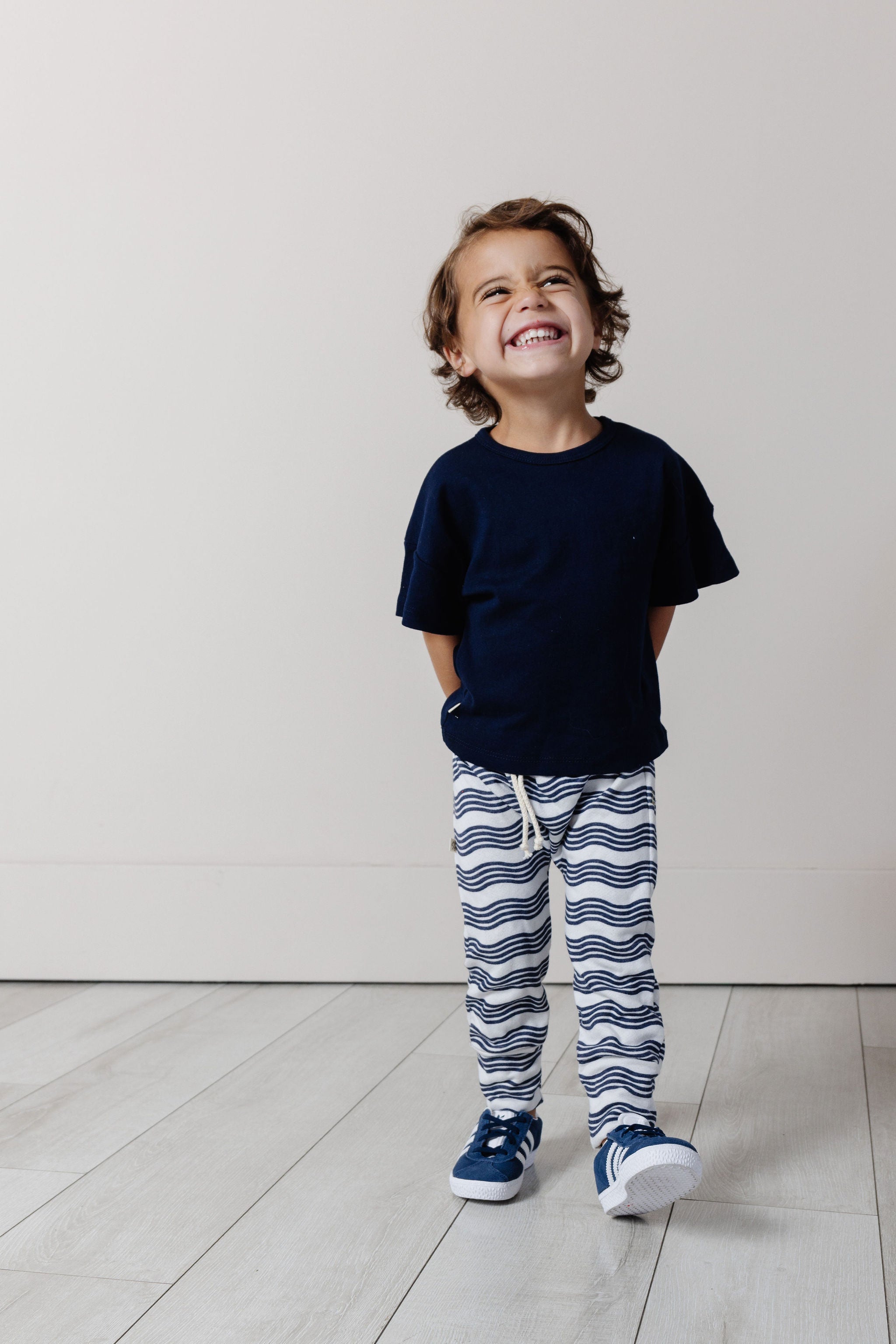 gusset pants - wavy lines