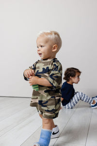 rib knit boy short set - camoflauge