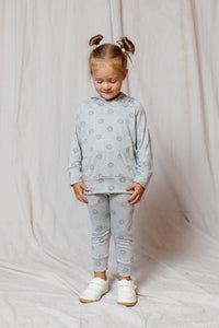 rib knit hoodie set - all over smile