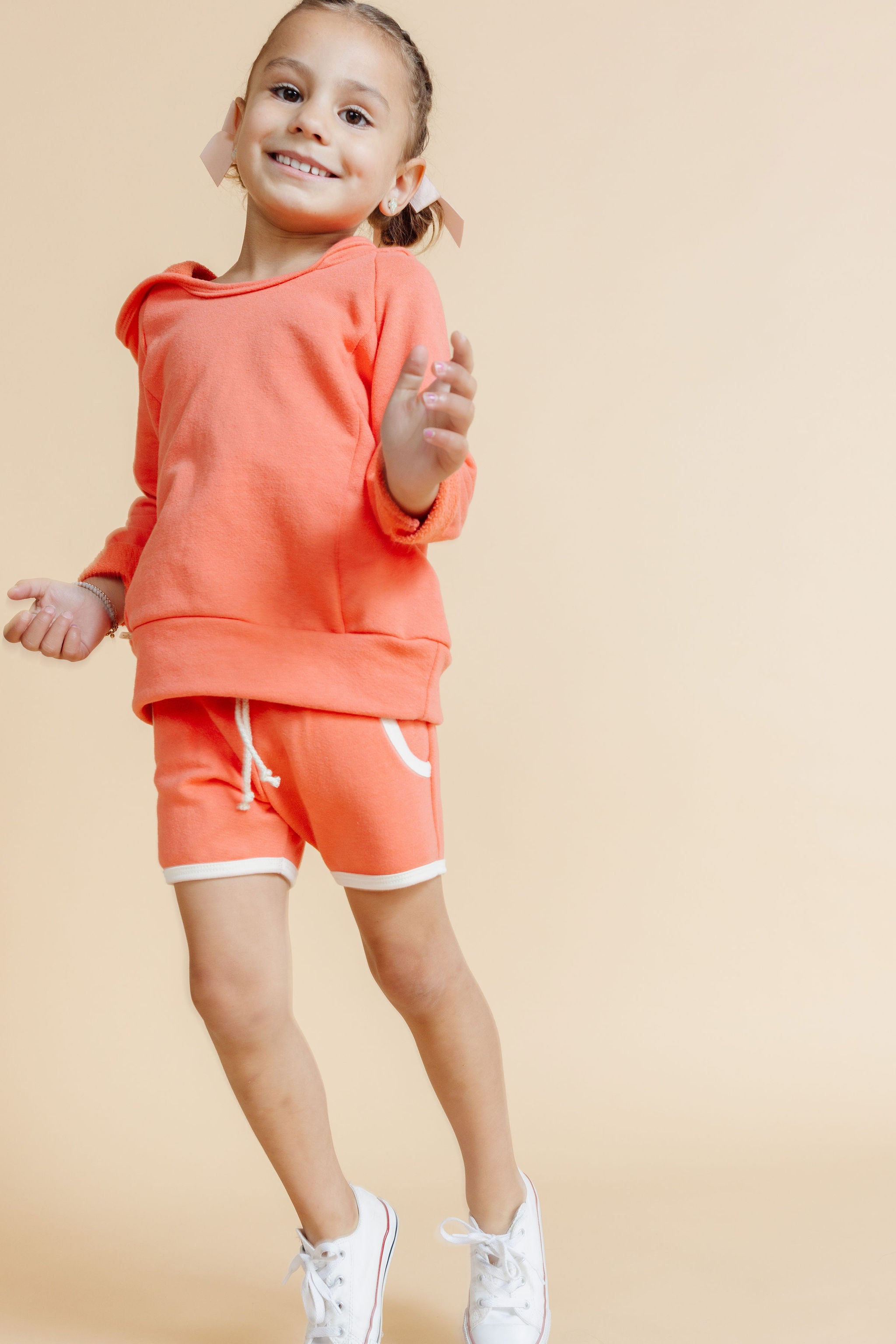 french terry retro short - living coral