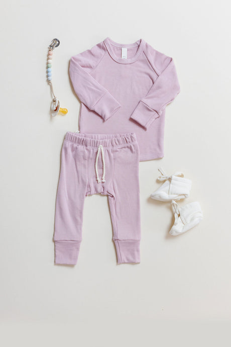 rib knit long sleeve tee - frosting