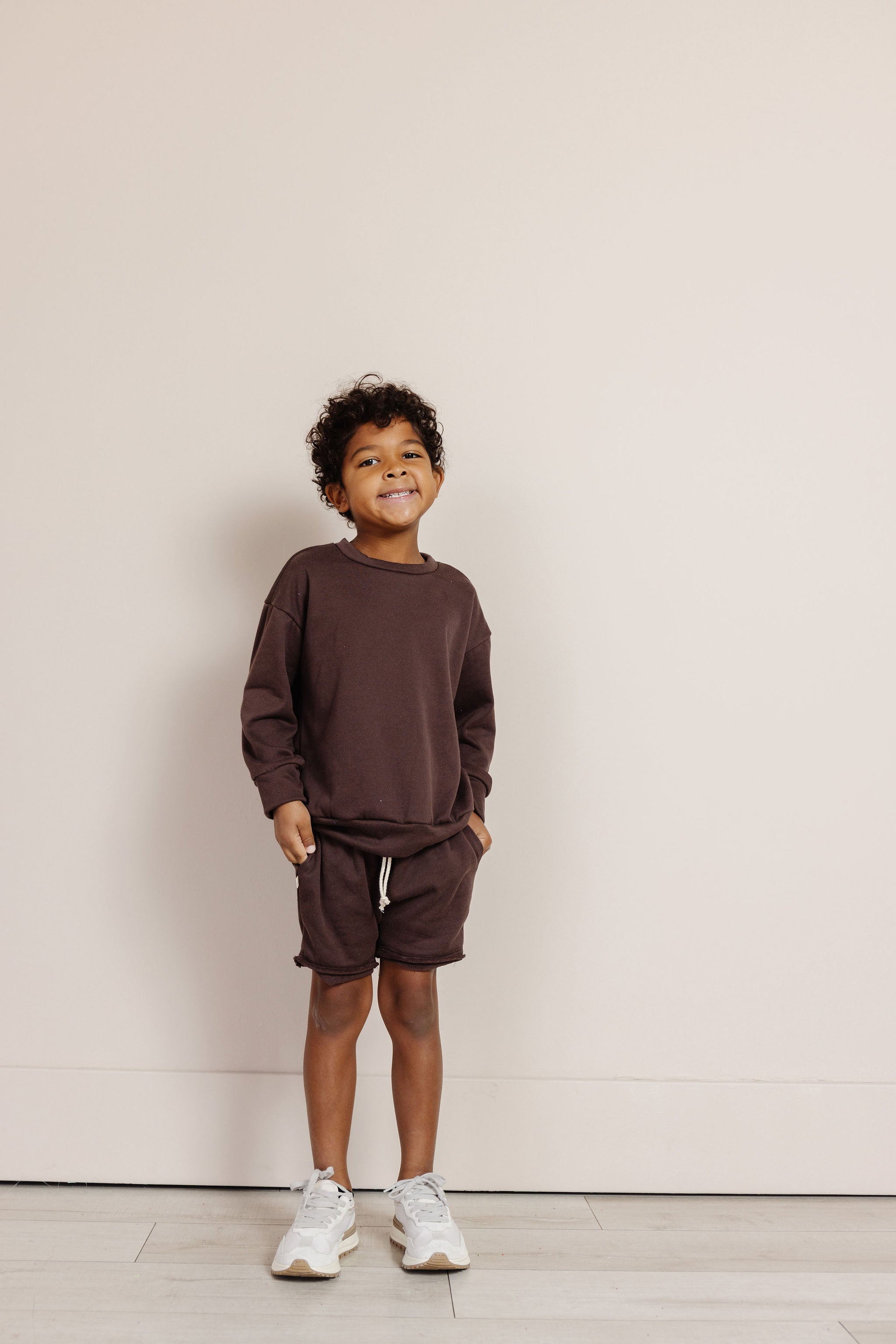 boy short sweatset - chestnut
