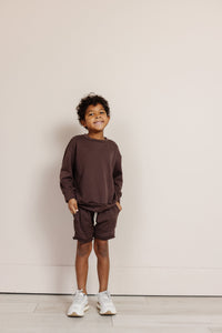 boy short sweatset - chestnut