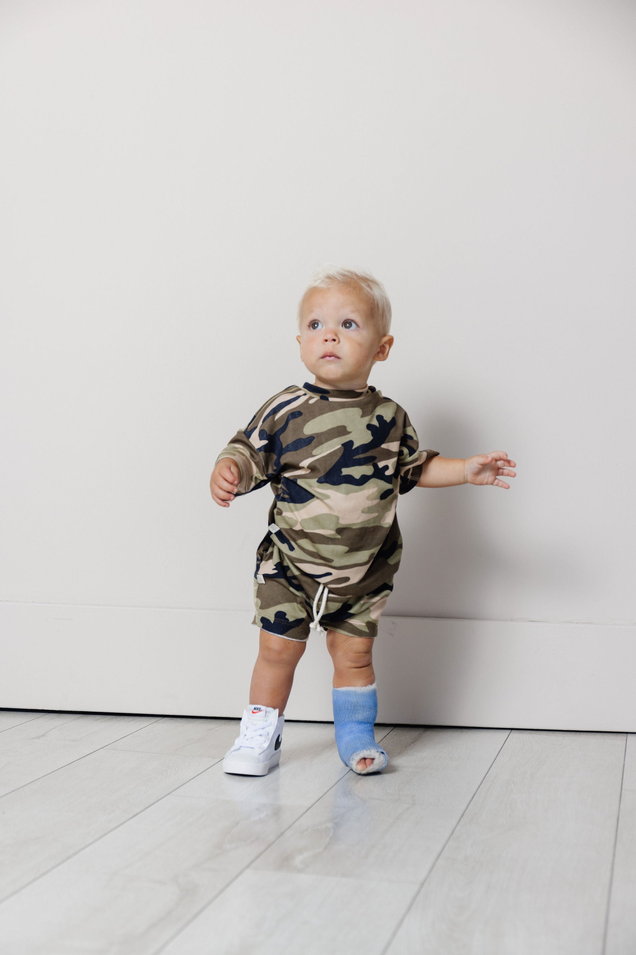 rib knit boy short set - camoflauge