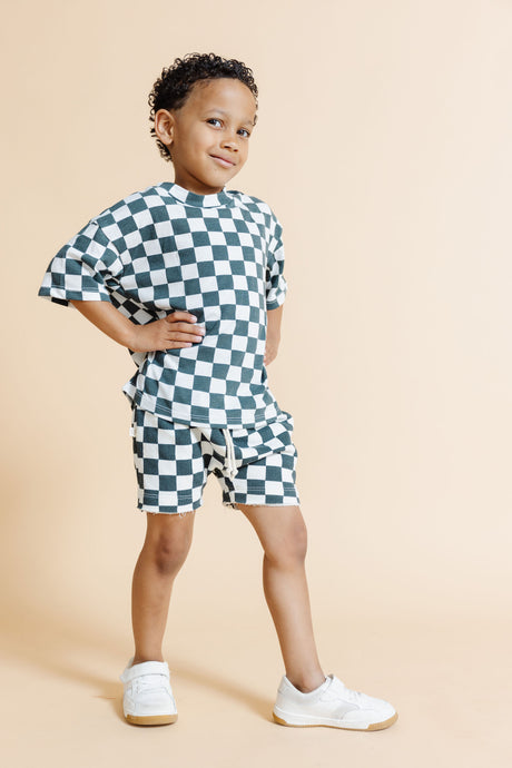 boy shorts - jade checkerboard