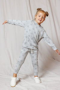 rib knit hoodie set - all over smile