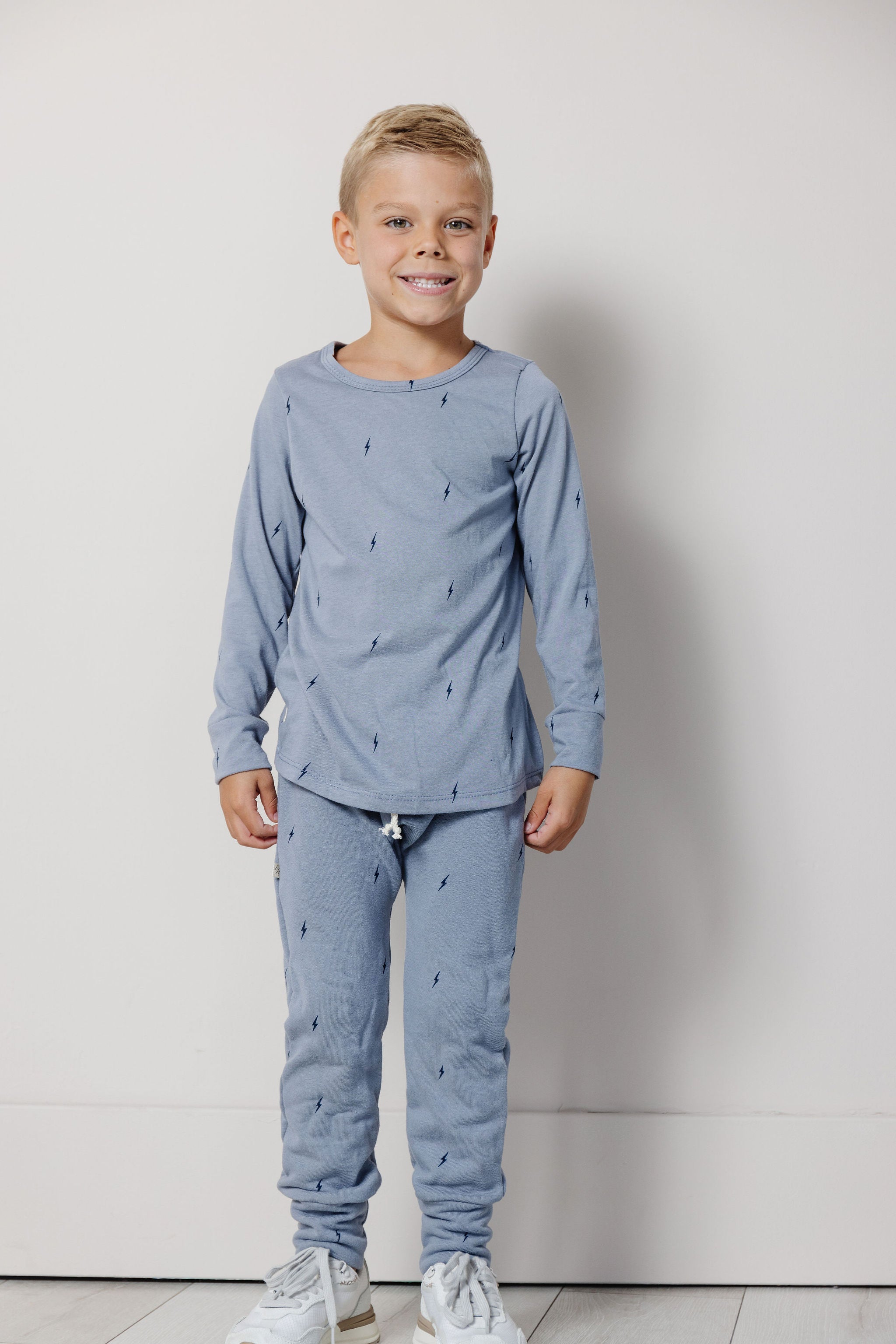 long sleeve tee - bolts on mineral blue