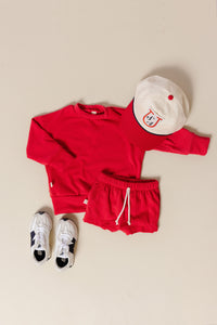 boy short sweatset - pomegranate