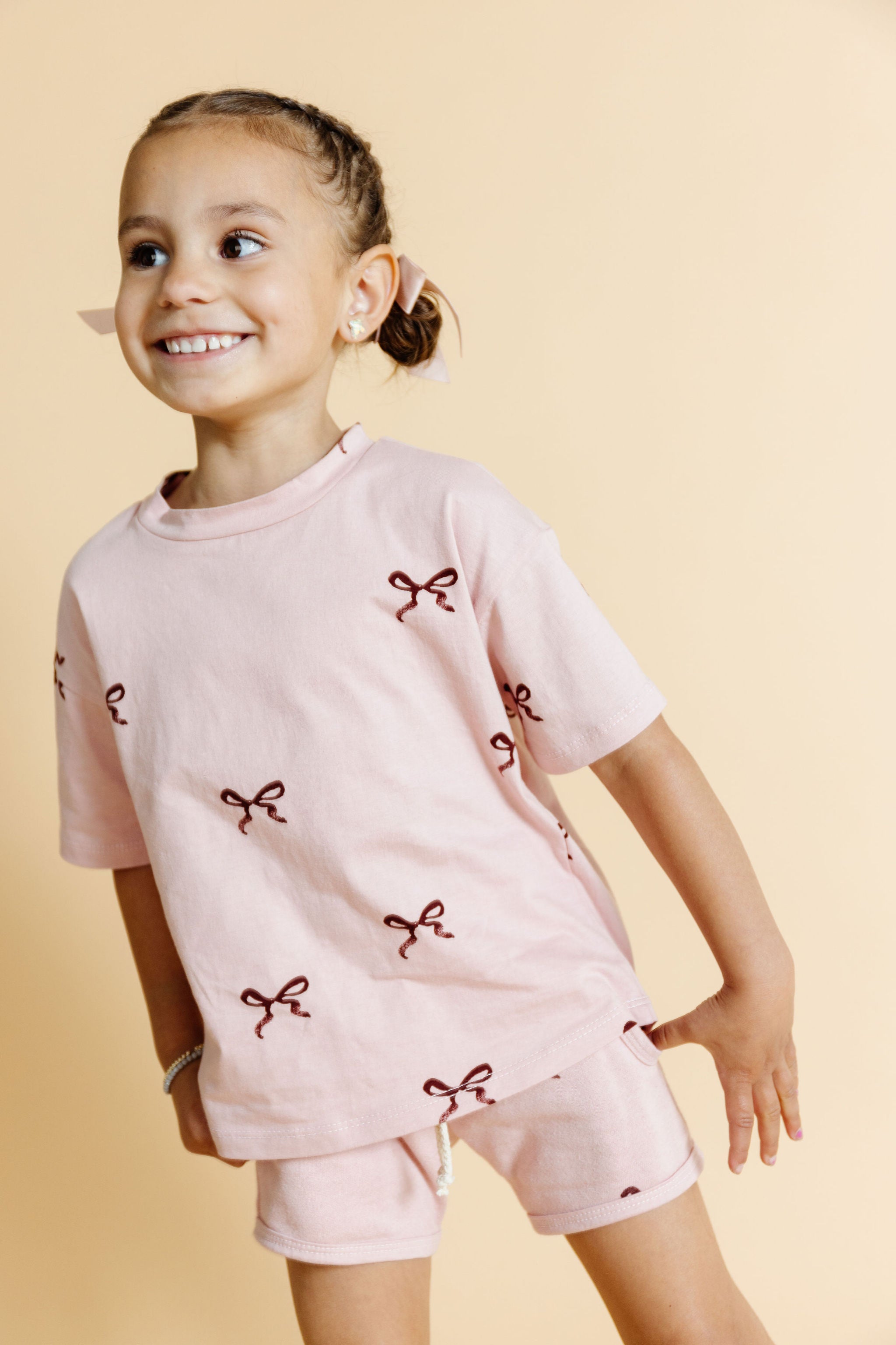 french terry retro short - classic bows