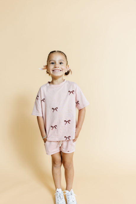 french terry retro short - classic bows