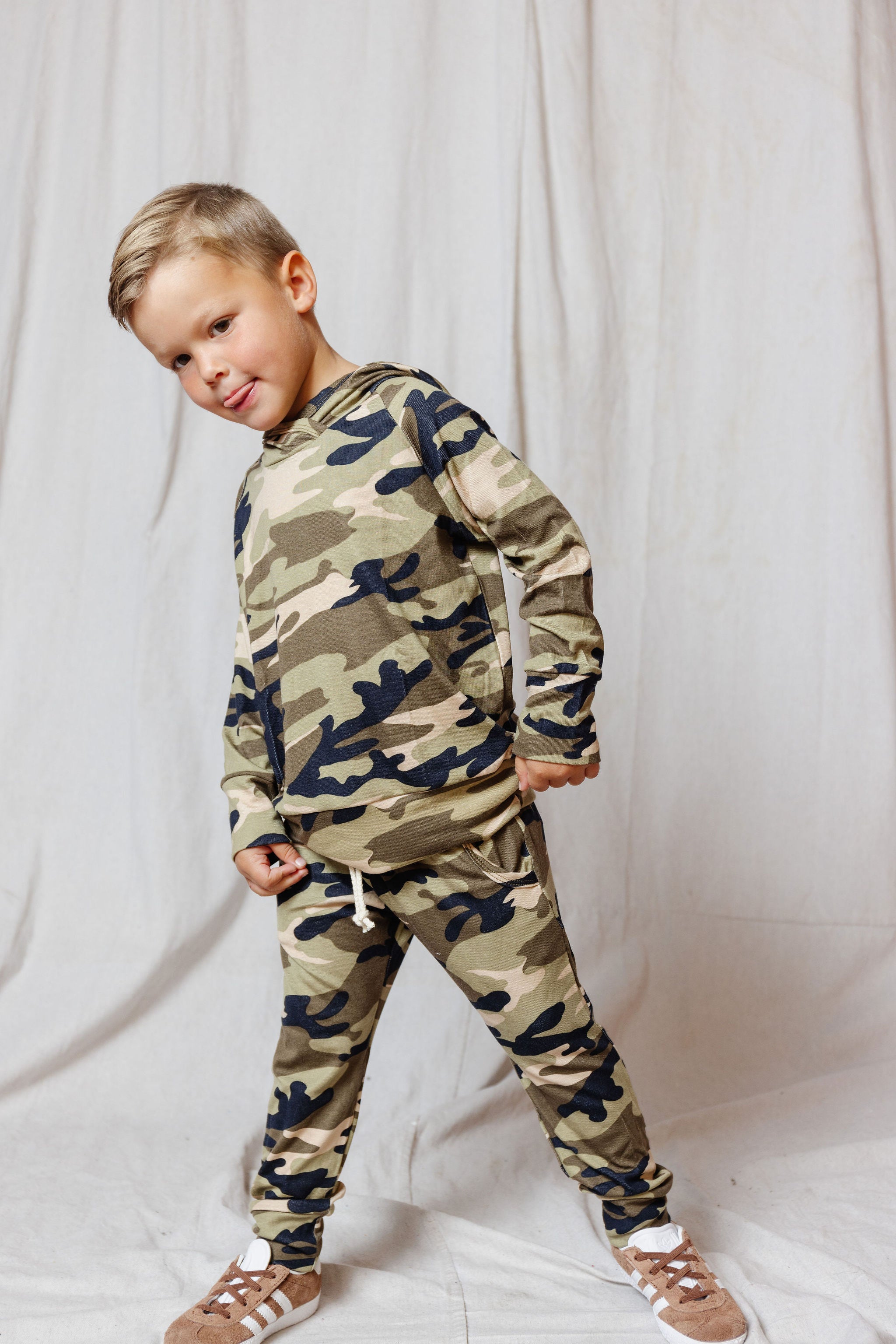 rib knit hoodie set - camoflauge