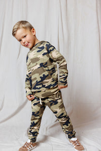 rib knit hoodie set - camoflauge