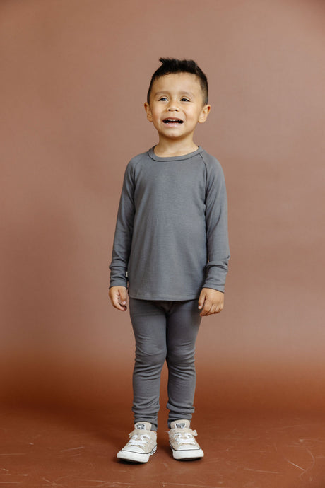 rib knit long sleeve tee - ebony
