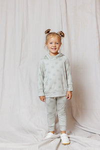 rib knit hoodie set - seashells