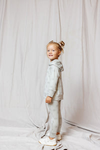 rib knit hoodie set - seashells