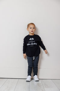 boxy long sleeve tee - motor speedway on black