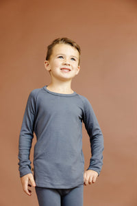 rib knit long sleeve tee - midnight blue