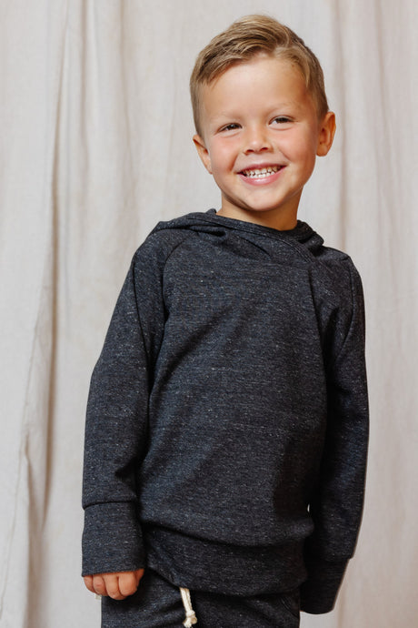 rib knit hoodie set - shadow