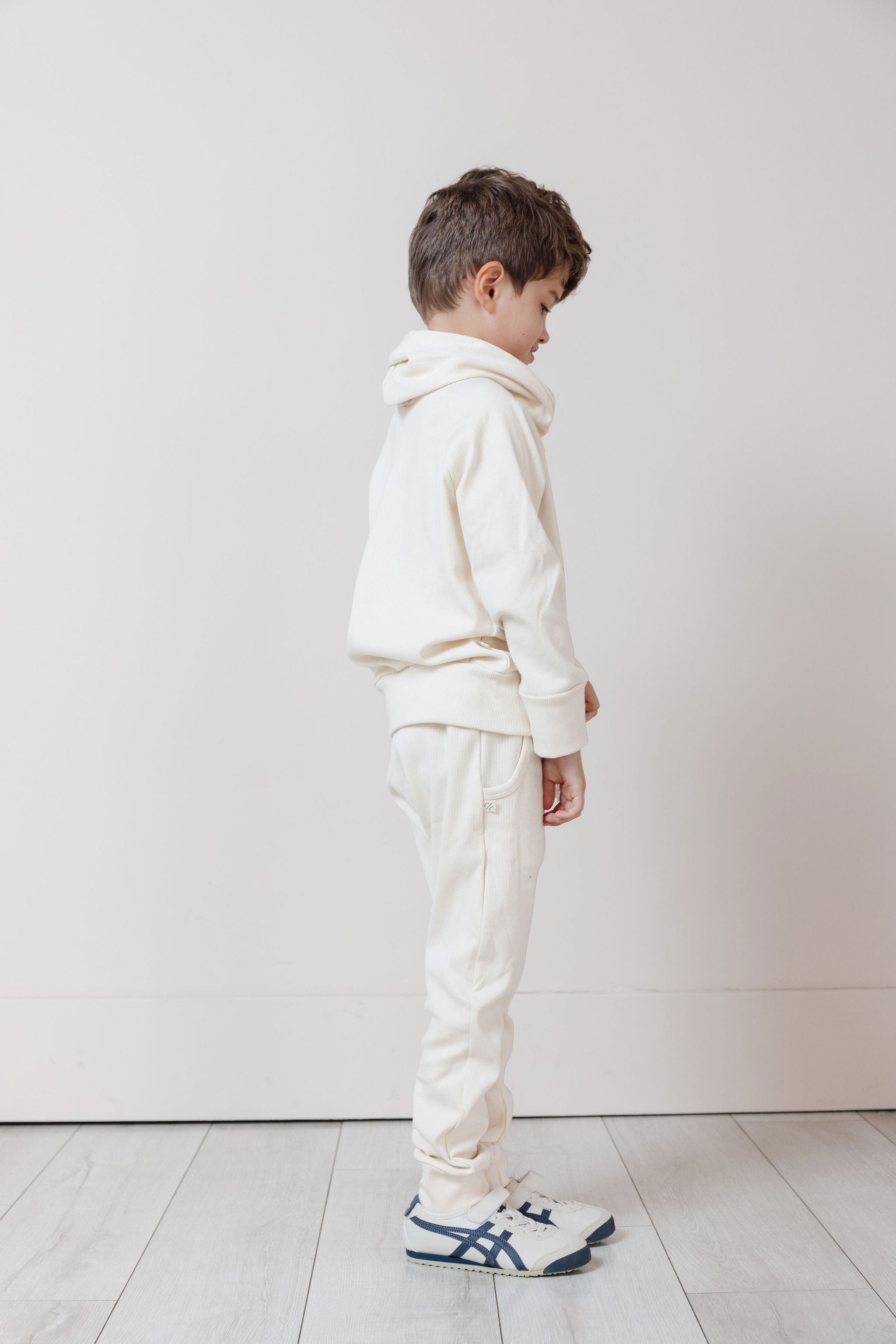 rib knit hoodie set - all american on natural