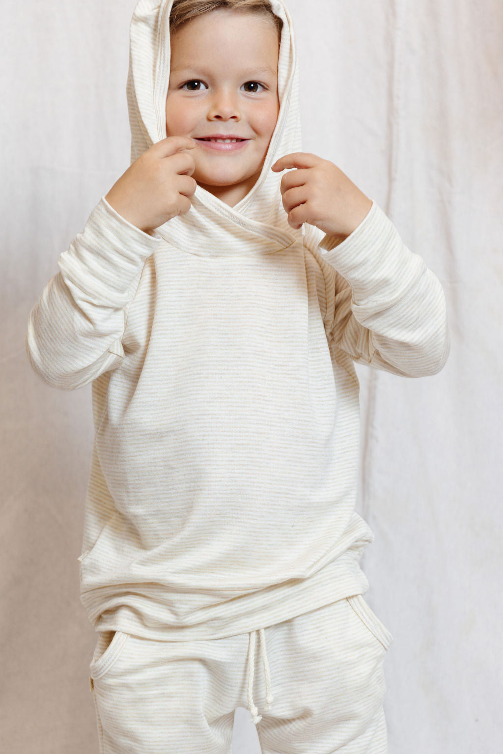 hoodie set - oatmeal stripe