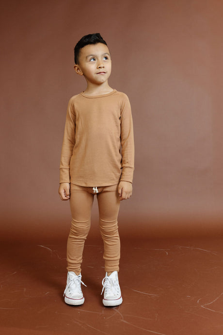 rib knit long sleeve tee - teddy