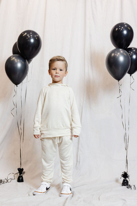 hoodie set - oatmeal stripe