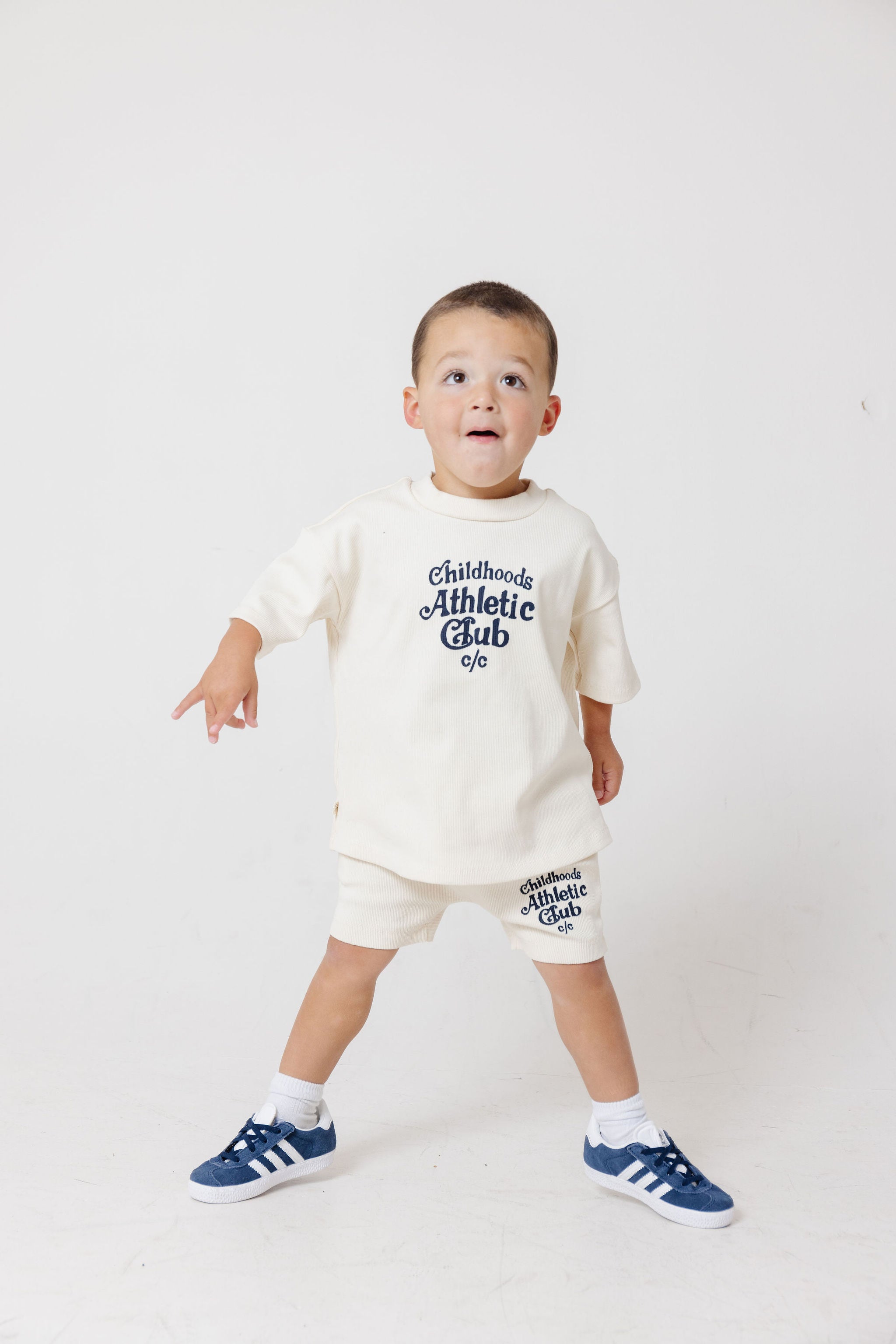 rib knit boy short set - cc athletic club on natural