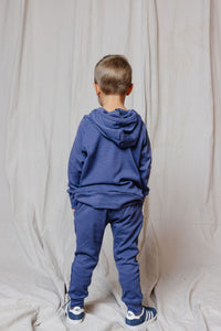 rib knit hoodie set - ink blue