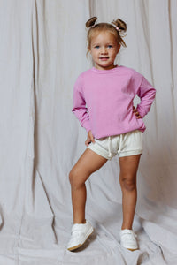 boxy long sleeve tee - dark heather peony