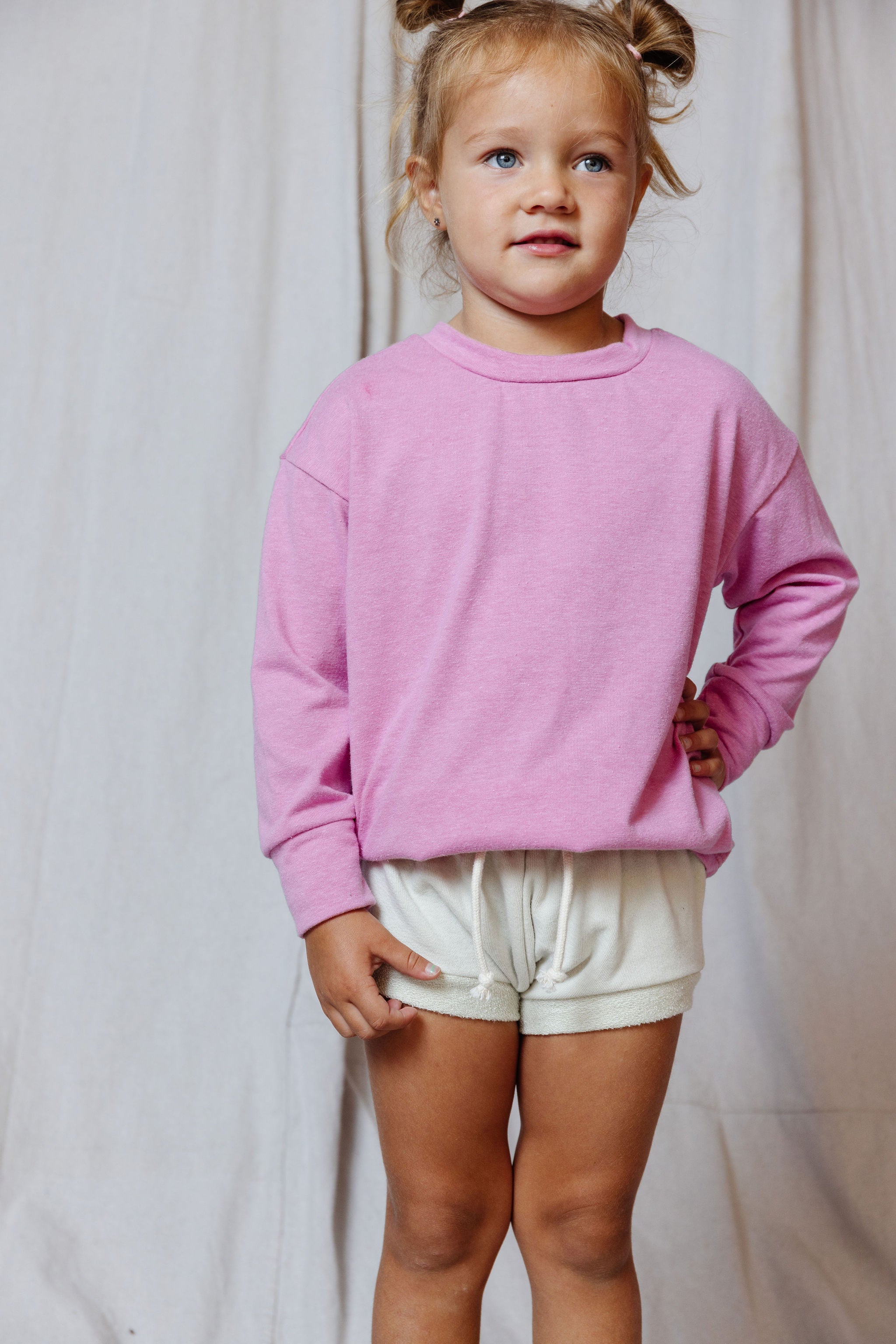boxy long sleeve tee - dark heather peony