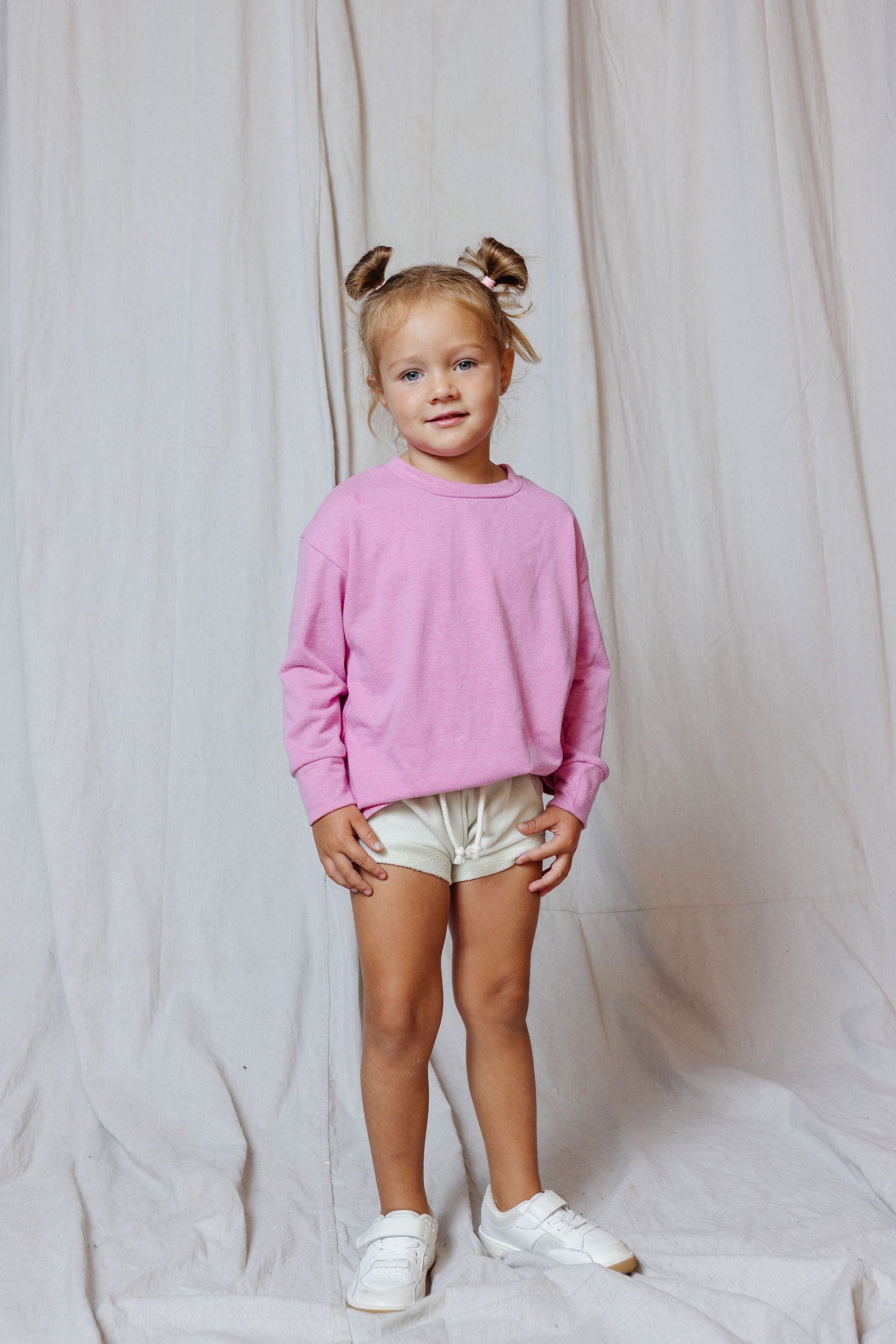 boxy long sleeve tee - dark heather peony