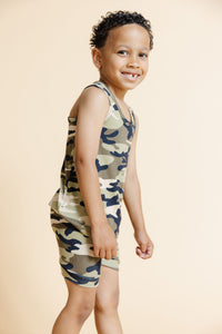 rib knit tank top -  camouflage