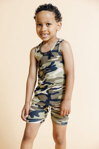 rib knit shorts - camouflage