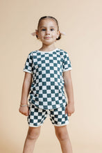Load image into Gallery viewer, ringer tee  - jade checkerboard
