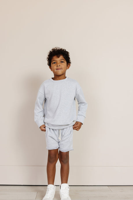 boy short sweatset - gray cloud
