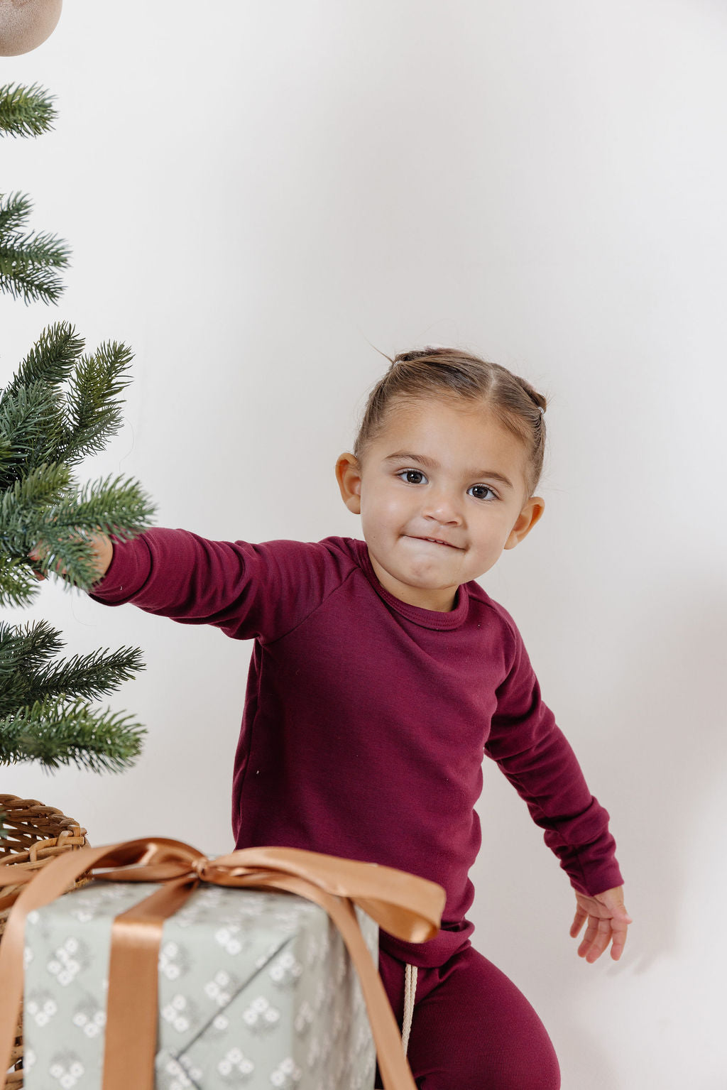 rib knit long sleeve tee PREORDER - cranberry
