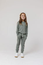 Load image into Gallery viewer, rib knit hoodie set - dark sage