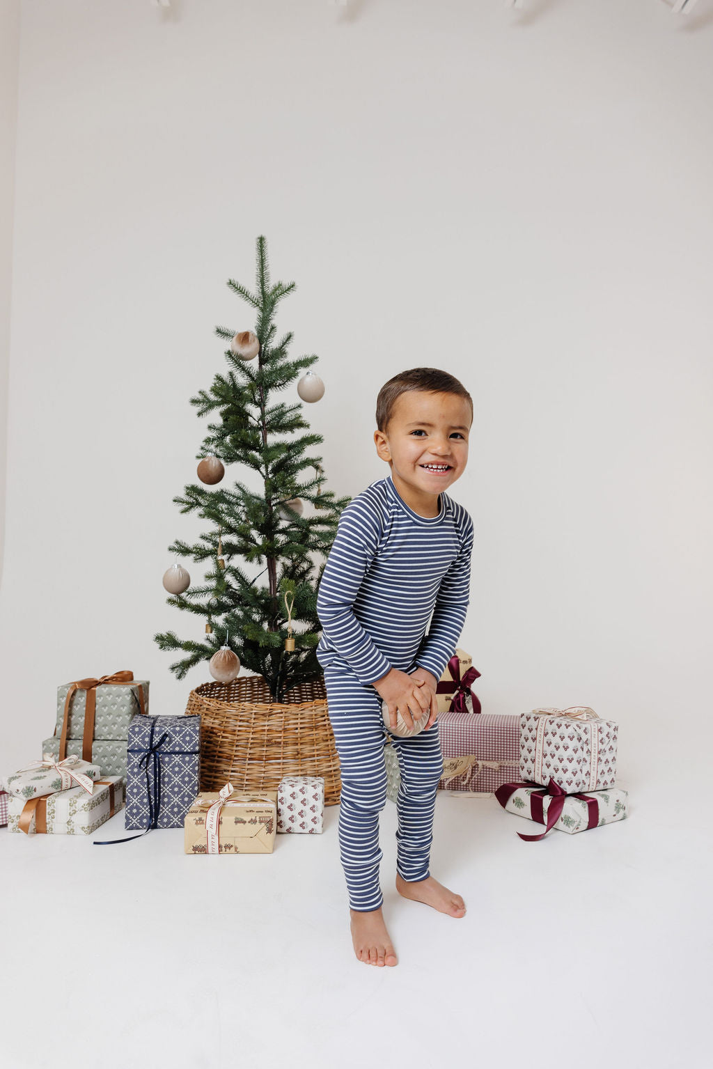 rib knit long sleeve tee PREORDER - navy stripe