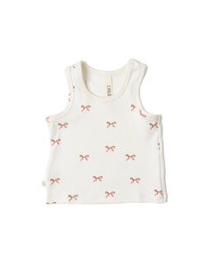 rib knit tank top - classic bows - natural