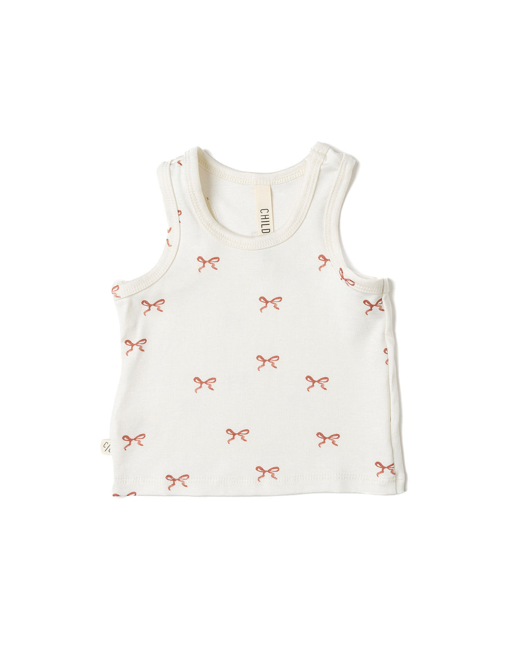 rib knit tank top - classic bows - natural